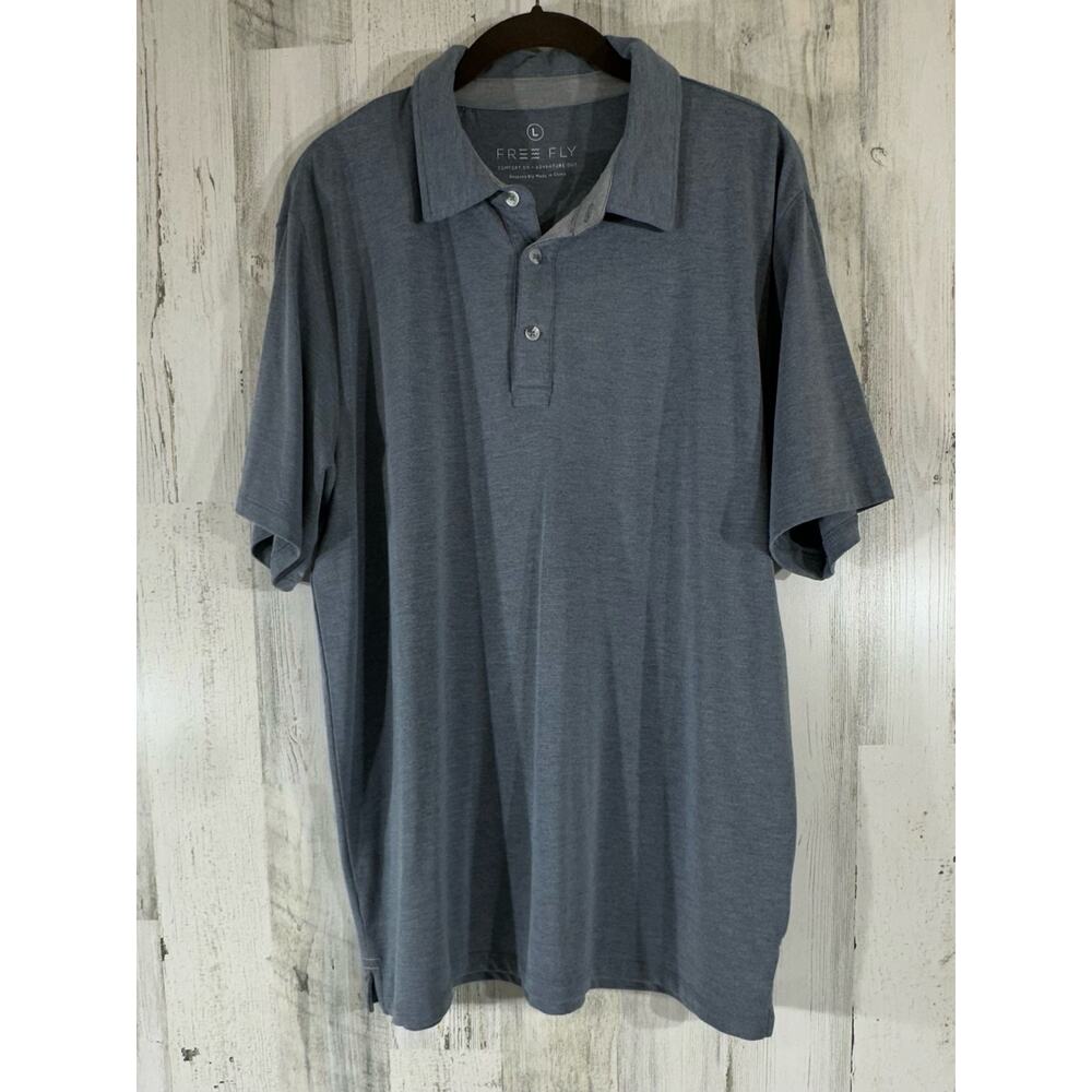 Free Fly Mens Gray Polo Shirt Size Large Bamboo Viscose Blend Stretch Soft